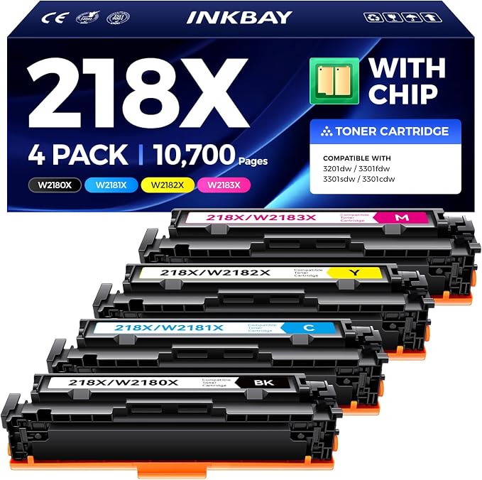 218X Toner Cartridge High Yield 4 Pack Replacement by INKBAY