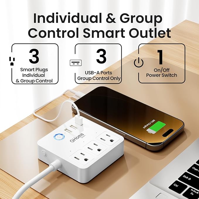 GHome Smart Power Strip Surge Protector 10A, Smart Plug that Works - Image 5