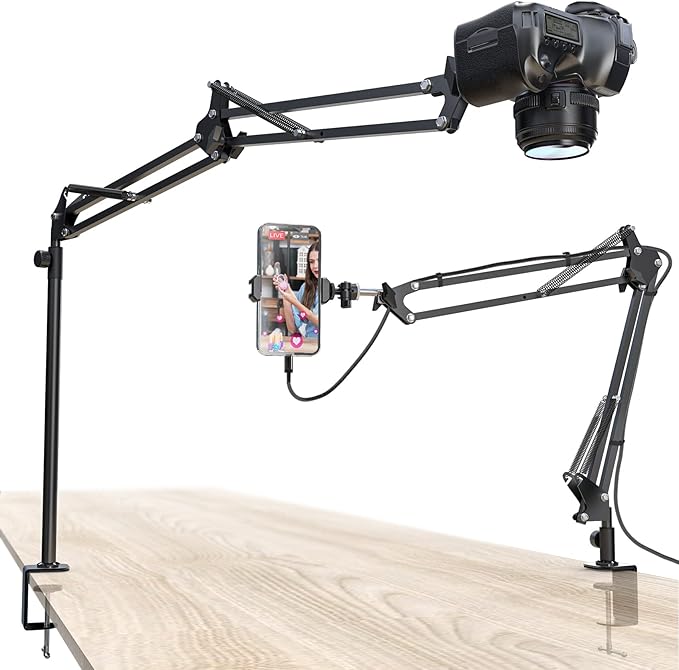 Overhead Camera Mount, 5lb Horizontal Load-Bearing, 360° Adjustable Stand by CACENCAN