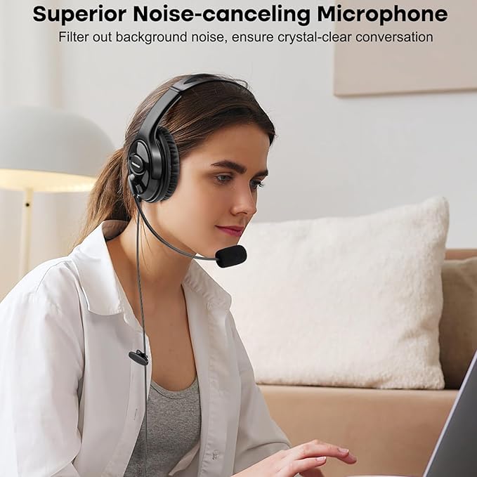 MKJ USB Headset with Noise Canceling Microphone, Crystal Clear Sound Office - Image 2