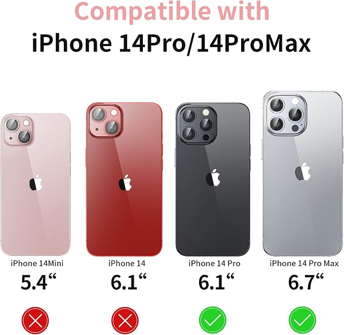 Camera Lens Protector for iPhone 14 Pro/iPhone 14 Pro Max, Alloy Metal Camera - Image 6