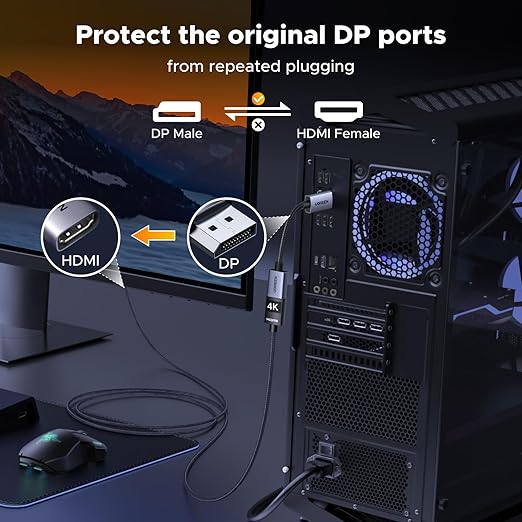 UGREEN 4K DisplayPort to HDMI Adapter, Unidirectional DP 1.2 PC to HDMI 1.4 - Image 4