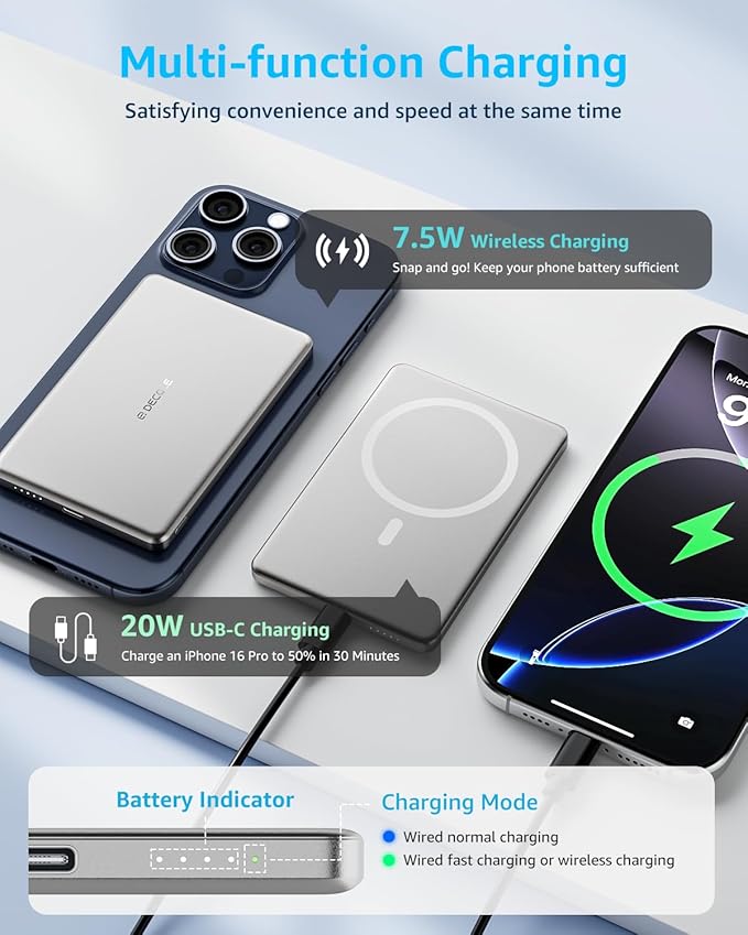 “Air” Power Bank for MagSafe 5000mAh, Ultra Slim Magnetic Wireless Portable - Image 4
