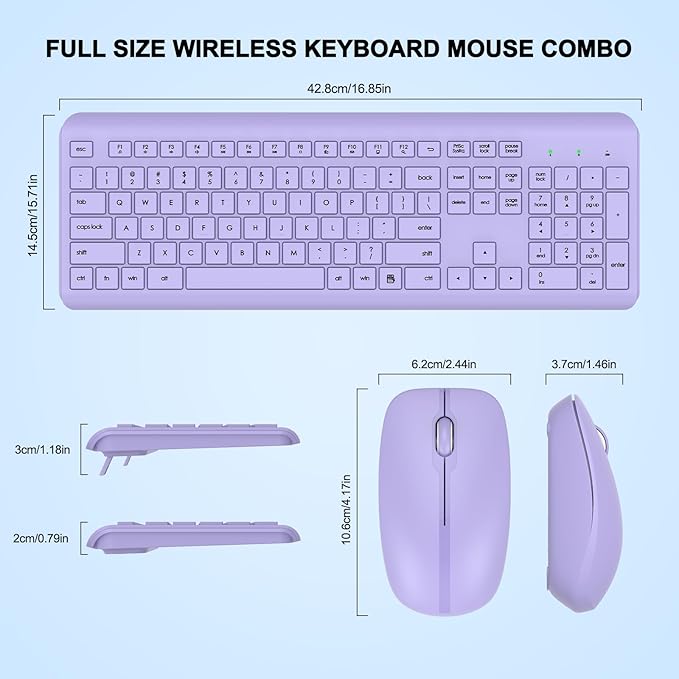 Wireless Keyboard and Mouse Combo, Full-Size Silent Ergonomic Keyboard and - Image 7