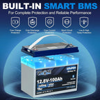 Weize 12V 100Ah TM Bluetooth LiFePO4 Lithium Battery, Built-in 120A BMS - Image 5