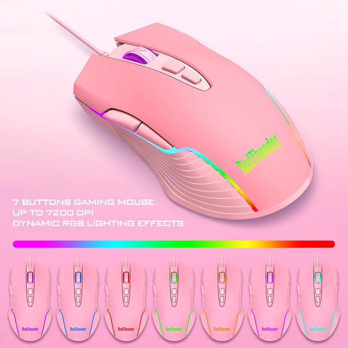 RedThunder K10 Wired Gaming Keyboard and Mouse and Wrist Rest Combo, RGB Backlit - Image 6
