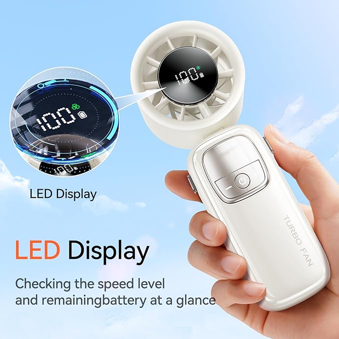 3-in-1 Portable Handheld Turbo Fan-100 Speeds, 15000 RPM, 10Hrs Cooling - Image 4