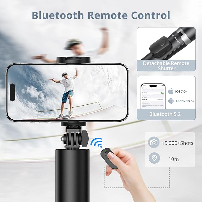 ATUMTEK 63"" Phone Tripod, Extendable Selfie Stick Tripod - Image 6