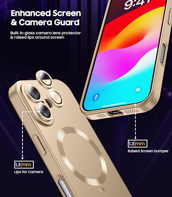 Magnetic for iPhone 16 Plus Case Slim Soft Silicone Bumper Shockproof Metallic - Image 4