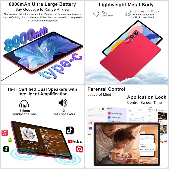 Android 14 Tablet 11 Inch Tablets, 24GB RAM 256GB ROM, Octa-Core Tablets - Image 7