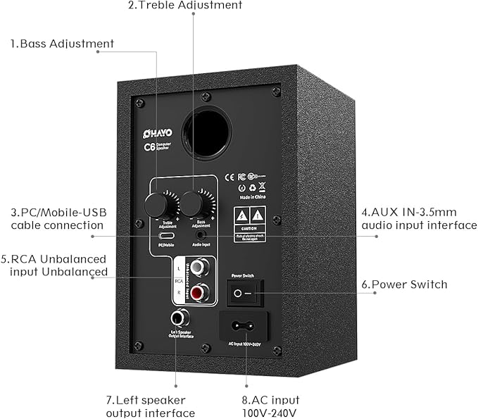 OHAYO 60W Computer Speakers for Music and Gaming, Active Bluetooth 5.3 - Image 7