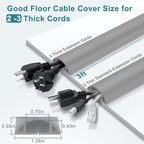 Cord Hider Floor, Cord Protector Floor Extension Cable Cover, Soft PVC Wire - Image 2