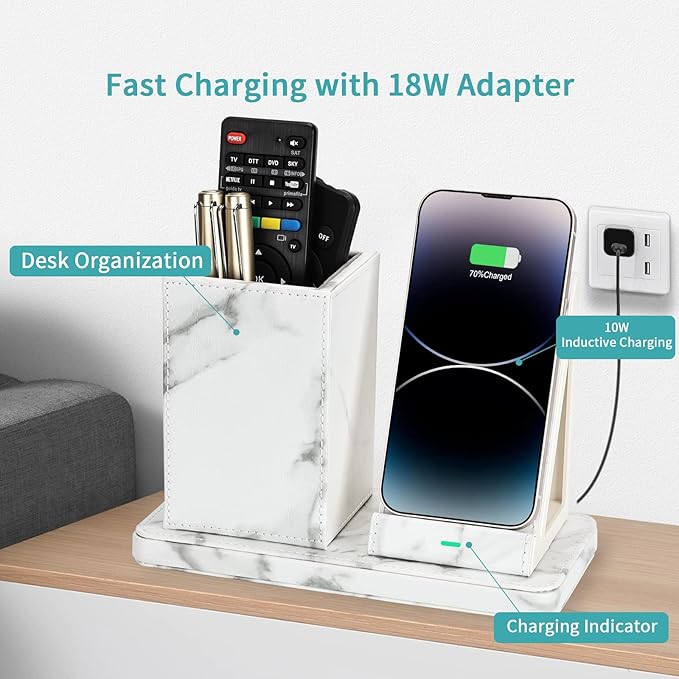 Wireless Charger with Desk Organizer, Wireless Charging Station - Image 2