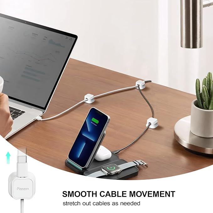 6 Pack Magnetic Cable Clip Organizer Cord Holder, Picozon Adhesive Cable - Image 3