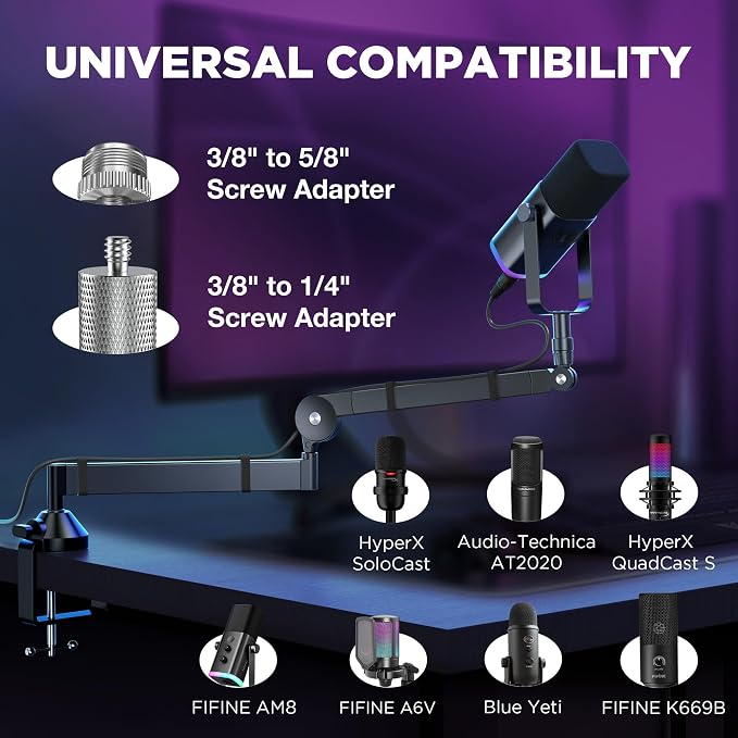 InnoGear Low Profile Mic Arm, 360° Rotatable Microphone Boom Arm Mic Stand - Image 7