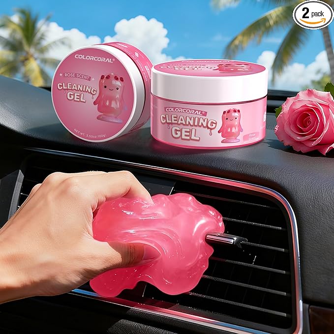 2 Pack Car Cleaning Gel Reusable Auto Slime Cleaner, Rose Scent Dust Cleaning by ColorCoral