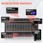 GX16 Professional 16 Channel Bluetooth Audio Mixing Console - Image 7
