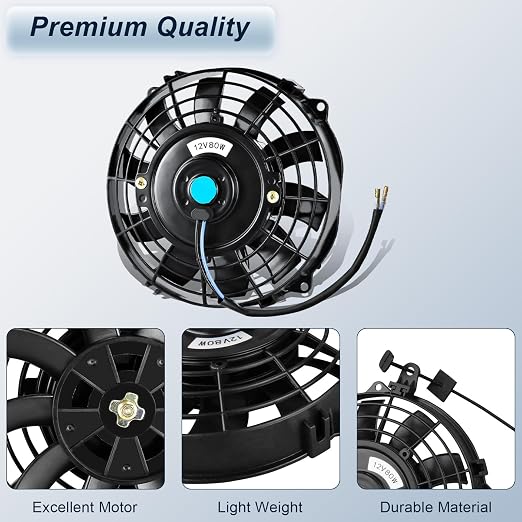 MuHize 7 Inch Slim Radiator Fan - 12V 80W 800 CFM High Performance Cooling Fan - Image 5