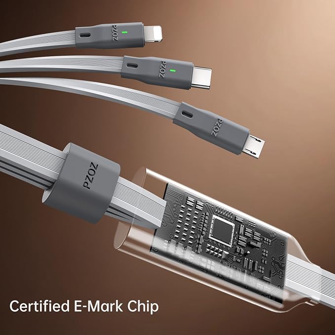 PZOZ 100W USB C & USB A Charging Cable, 3 in 1 Multi Fast Charging at The Same - Image 6