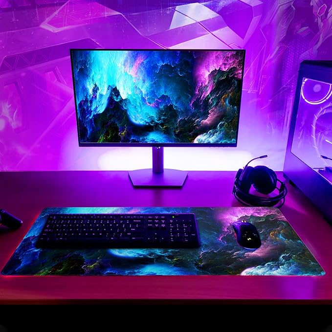 Dazzling Galaxy Gaming Mouse Pad 31.5x11.8 Inch Blue Purple Galaxy Nebula - Image 6