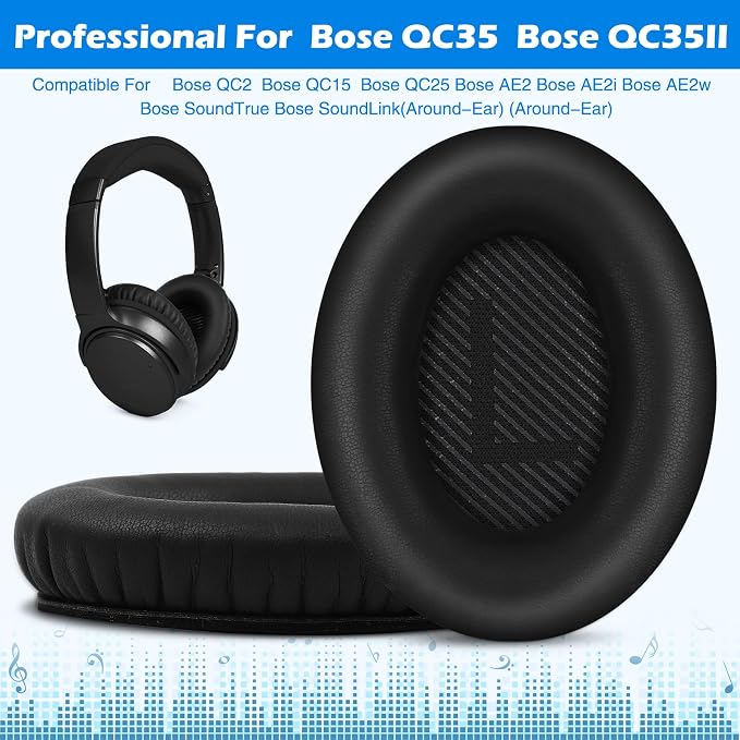 Ear Pads for Bose QuietComfort 35 ii, Premium Softer Leather Replacement Pads - Image 2