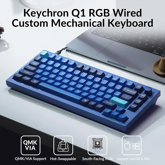 Keychron Q1 RGB Wired Custom Mechanical Keyboard, 75% Layout QMK/VIA - Image 5