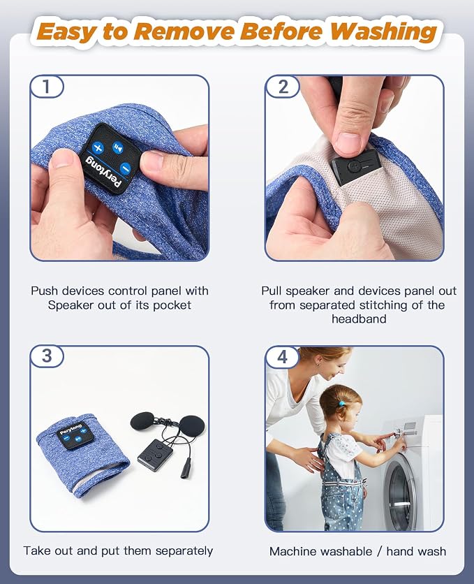 Perytong Bluetooth Headband Headphones, Sleep Headphones Bluetooth - Image 6