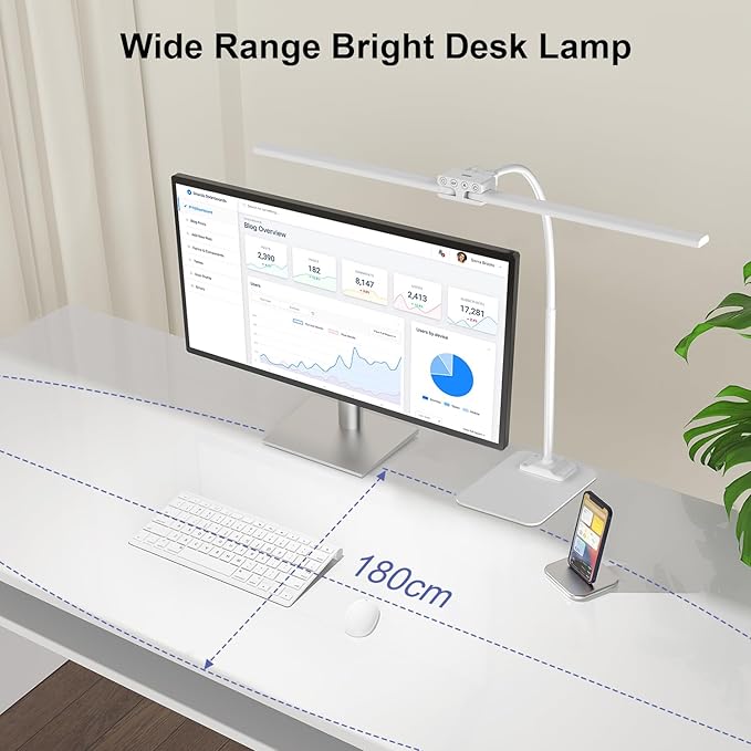 EppieBasic Led Desk Lamp, 24W 31.5IN Architect Double Head Desk Lamps - Image 2