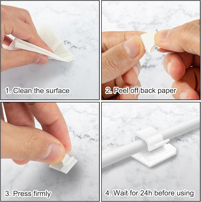 100Pcs Cable Clips, Adhesive Cable Organizer Cord Holder Wire Clip Wire - Image 5