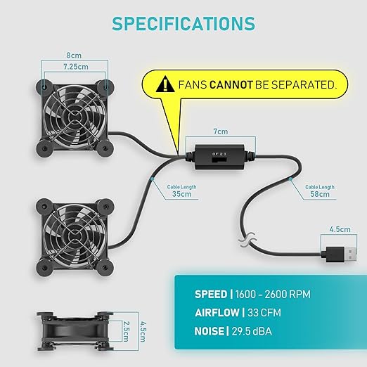ANEXT, USB Fan, USB Computer Fan, Silent Fans - Image 6