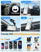 HTU Upgraded Strongest Suction Car Phone Holder Bendable Arm, Never Block View - Image 6