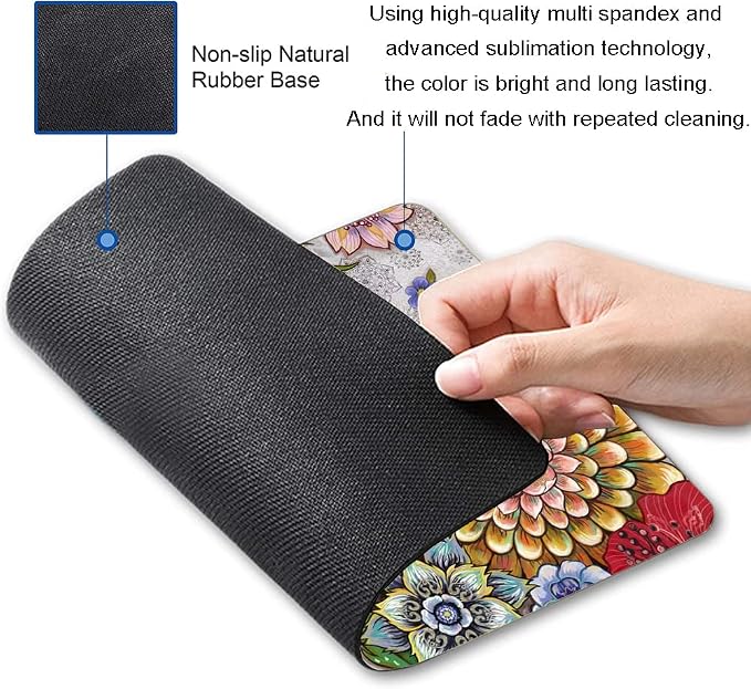 Mouse Pad, Abstract Floral Mouse Pad, Premium-Textured Computer Mouse Mat - Image 2