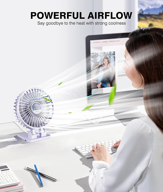 JZCreater USB Desk Fan, Mini Fan Portable, 3 Speeds Desktop Table Cooling Fan - Image 2