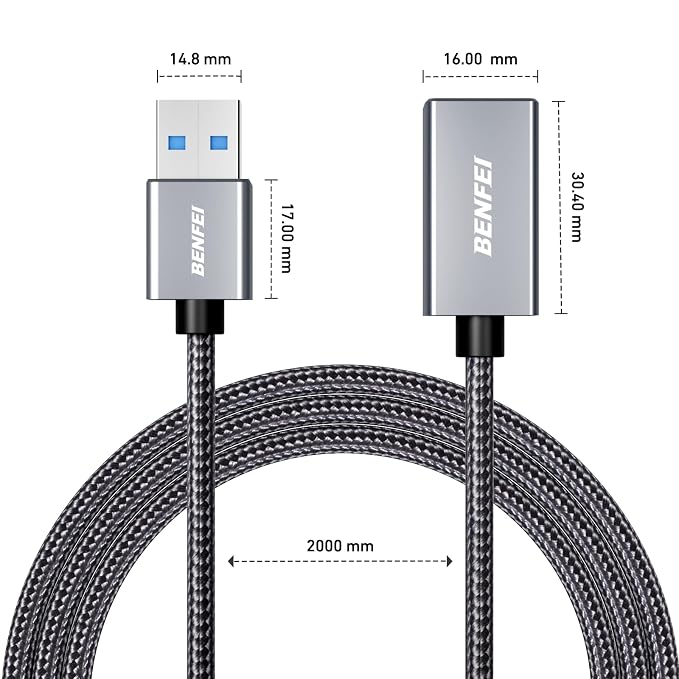 BENFEI USB 3.0 Extension Cable 6.6 Feet, Nylon Braided Compatible - Image 8