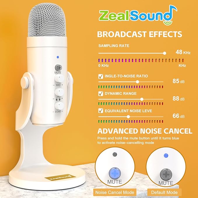 ZealSound USB Microphone, Quick Mute Noise Cancel - Image 3