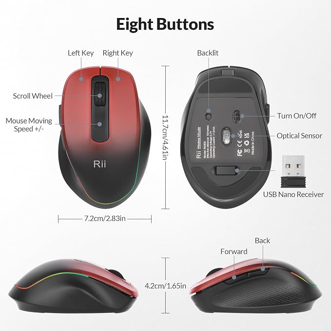 Rii Wireless Mouse Rechargeable, 2.4 GHz - Image 6