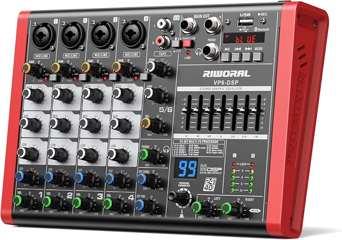 6 Channel Audio Interface DJ Mixer by RiworalAudio