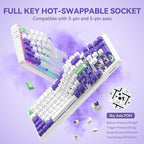 TECKNET Mechanical Keyboard, Tri-Mode BT5.0/2.4GHz/USB-C Hot Swappable Creamy - Image 4