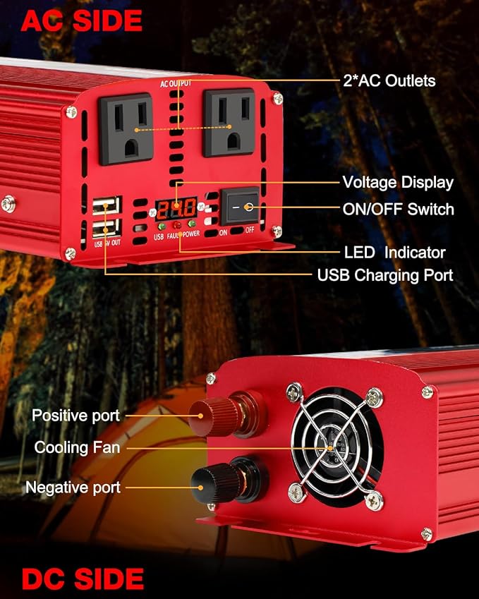 LVYUAN 1500W Car Power Inverter 24V to 110V DC to AC - Image 2