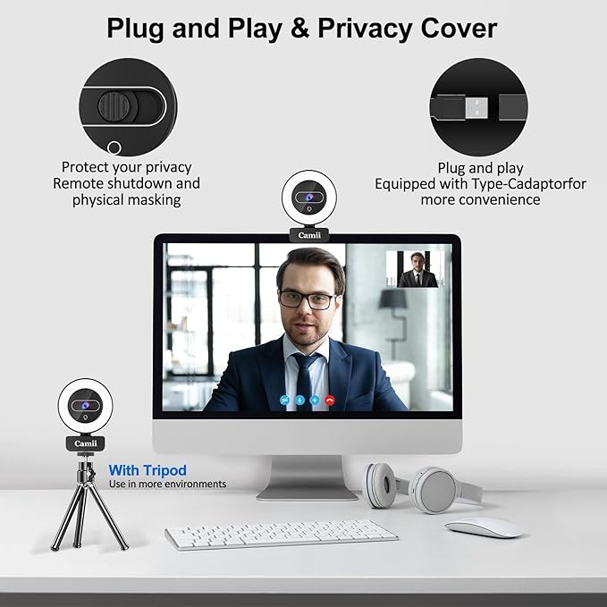 4K Webcam with Light, HD Webcam - Image 3