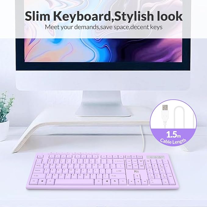 Rii RK907 Ultra-Slim Compact USB Wired Keyboard - Image 9