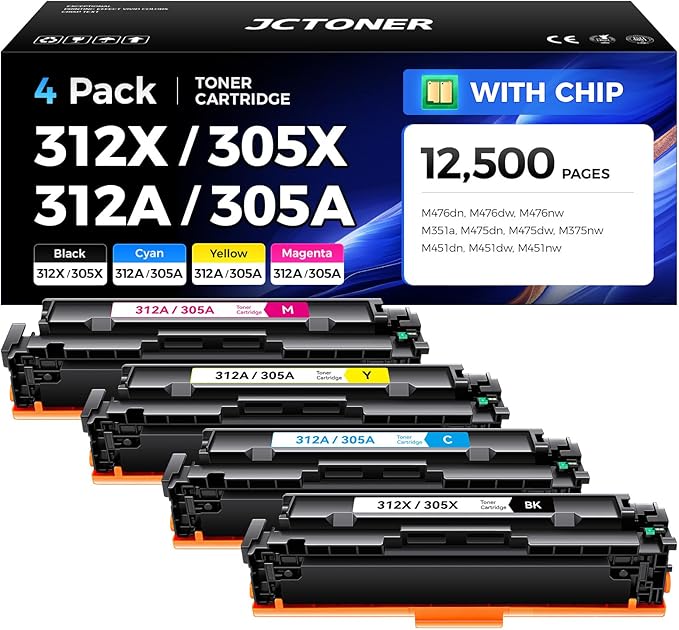 312X 312A Toner Cartridge Set 4-Pack Replacement by JCTONER