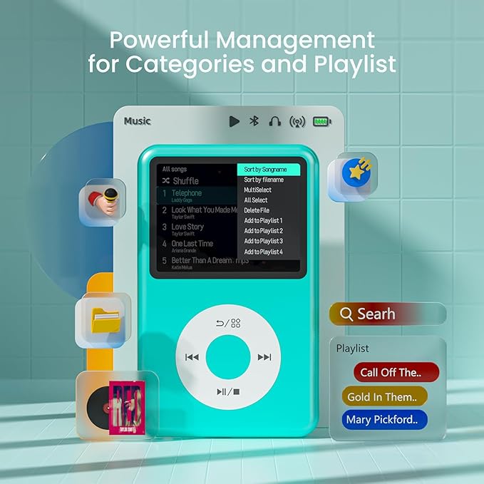 Mp3 Player with Bluetooth Y1 Portable Music Digital Players Supports Playlist - Image 2