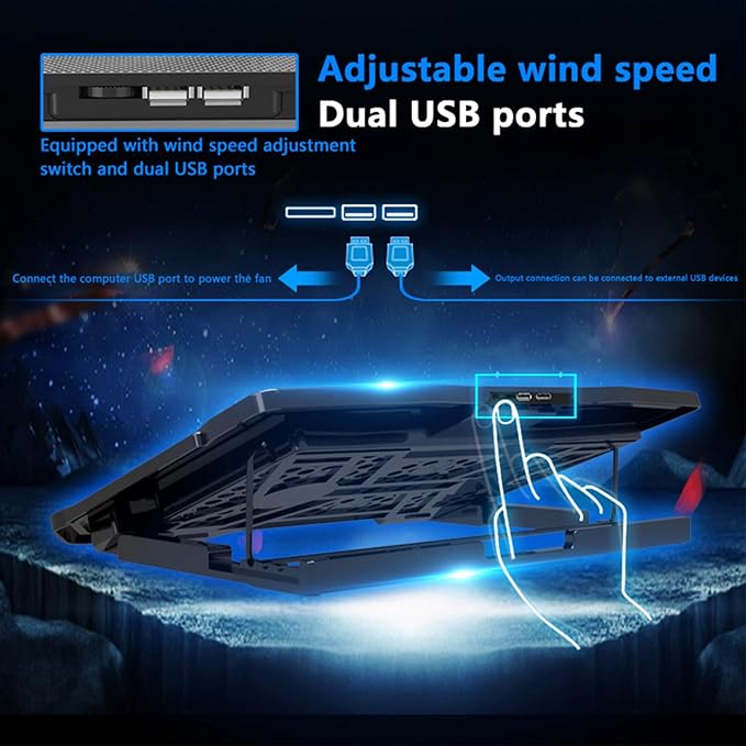Adjustable Laptop Stand with 6 Quiet Cooling Fans, Upgraded Laptop Cooler - Image 5