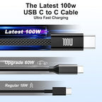 USB C to USB C Cable, 5A Fast Charging Nylon Braided USB-C to USB-C Phone - Image 2