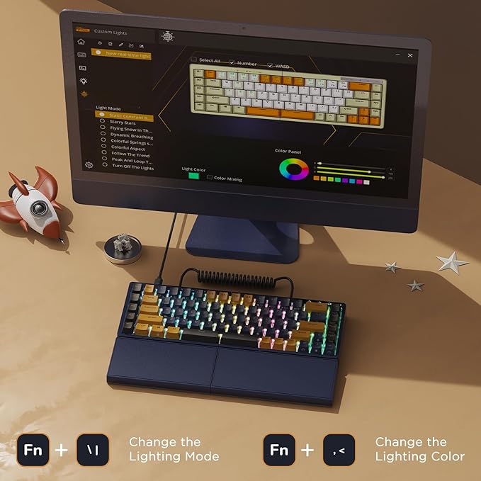 RK ROYAL KLUDGE RKS70 Ergonomic Split Keyboard, Wireless PC Gaming Keyboard - Image 5