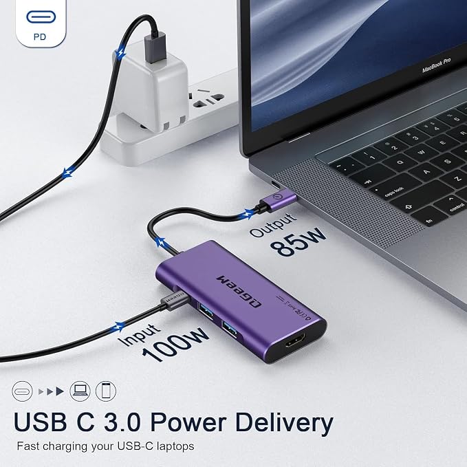 USB C Hub, QGeeM USB 4k to HDMI Adapter, 7 in 1 USB-C Dongle - Image 4