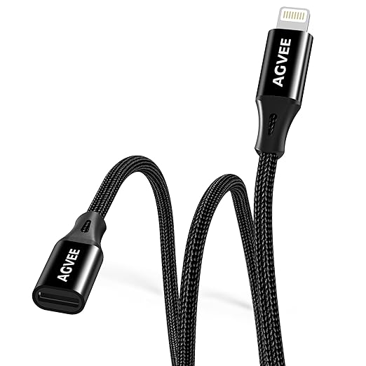AGVEE 2 Pack 1ft Lightning Extension Cable, Braided Female to Male Extender by AGVEE