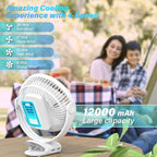 12000mAh Clip on Fan 30H Longest Runtime, 8in Portable Fan Rechargeable - Image 4