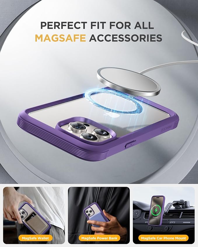 Miracase for iPhone 15 Pro Case Full-Body Built-in Glass Screen Protector& - Image 6